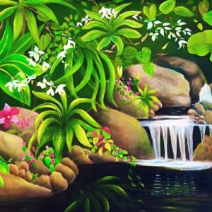 Hawaiian Waterfall (36X24”, Oil)