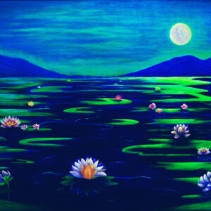 Lotuses In The Full Moon(40×30″, Oil)