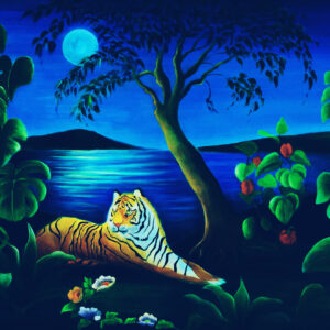Tiger In The Full Moon (40X30”, Oil)