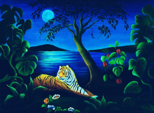 TIGER IN THE FULL MOON (40X30”, OIL) - Image 2
