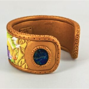 Leaf Pattern Cuff with Lapis Gemstones