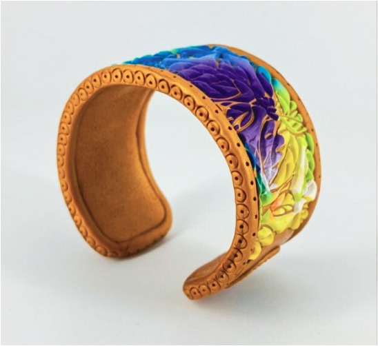 Leaf Pattern Cuff with Lapis Gemstones