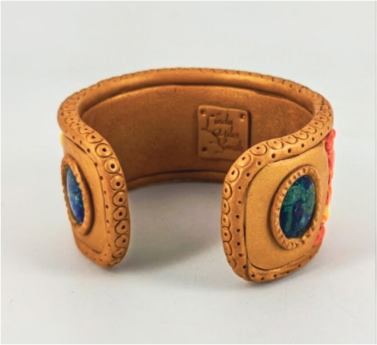 Leaf Pattern Cuff with Lapis Gemstones
