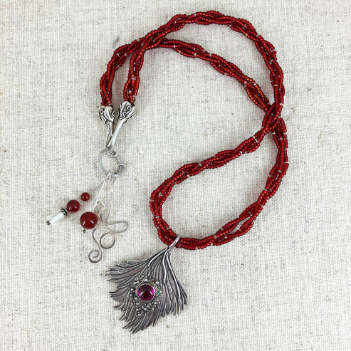 Ruby and Carnelian Wave Necklace Set