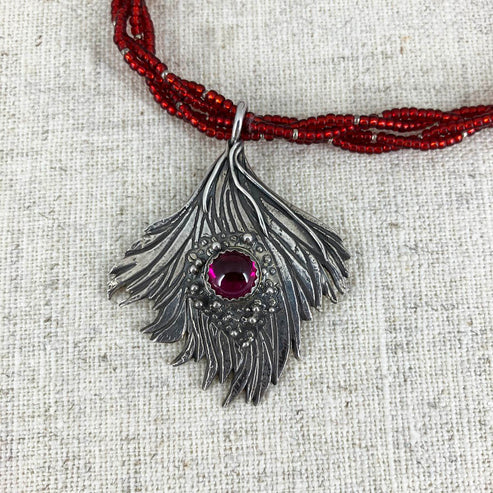 Ruby and Carnelian Wave Necklace Set