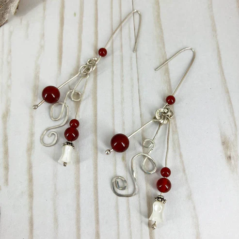 Ruby and Carnelian Wave Necklace Set