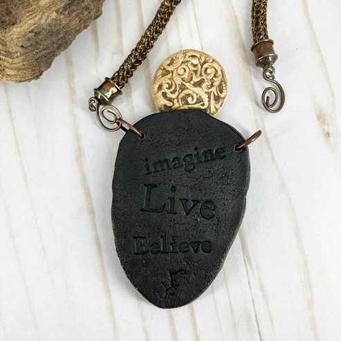 Imagine, Live, Believe Statement Necklace