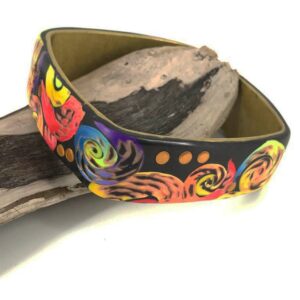 Symphony of Colorful Swirls Bangle Bracelet