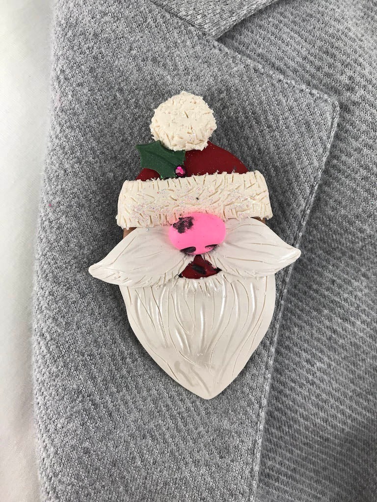 HO HO HO It's Santa! Handmade Brooch Lapel Pin