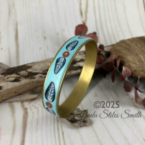 Polished Leaf Inlay One of a Kind Bangle Bracelet