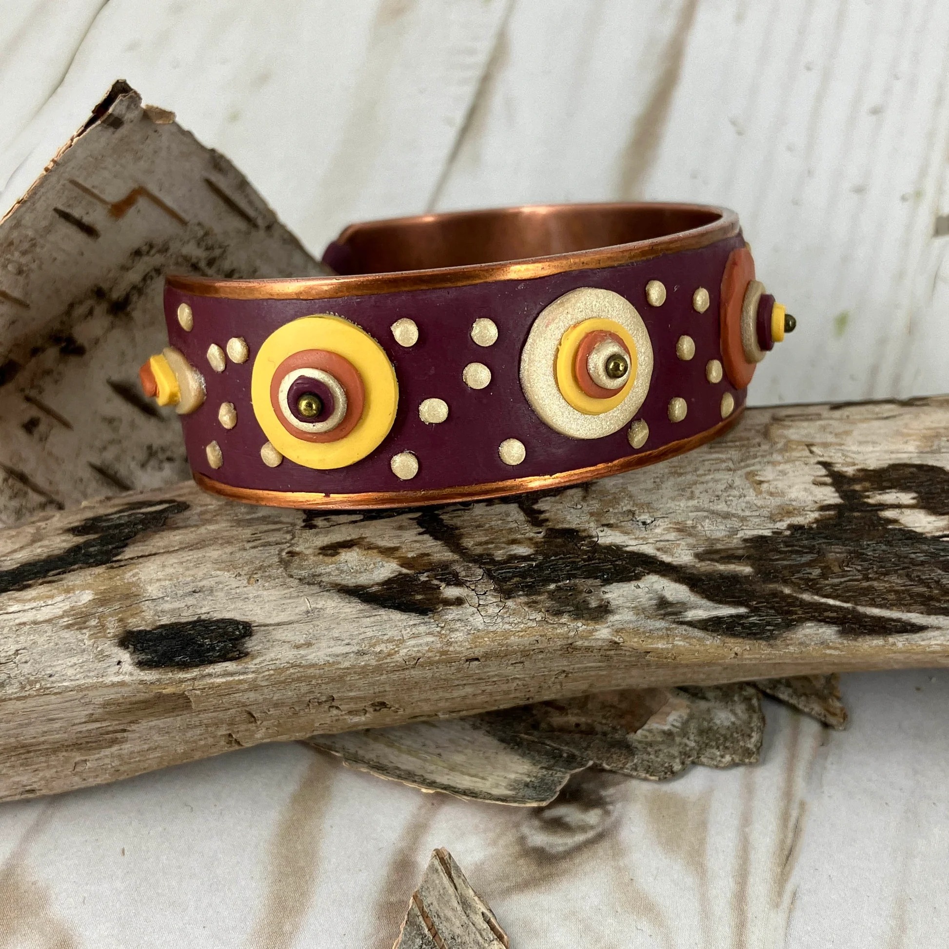 Plain Dotty Colorful Copper Cuff Bracelet