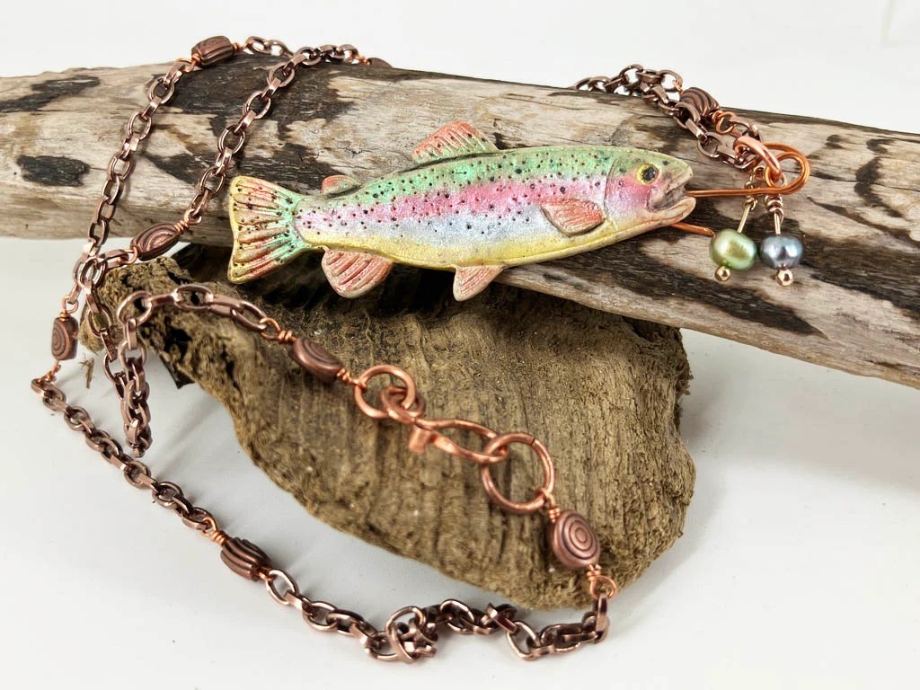 Gone Fishing! Rainbow Trout Necklace