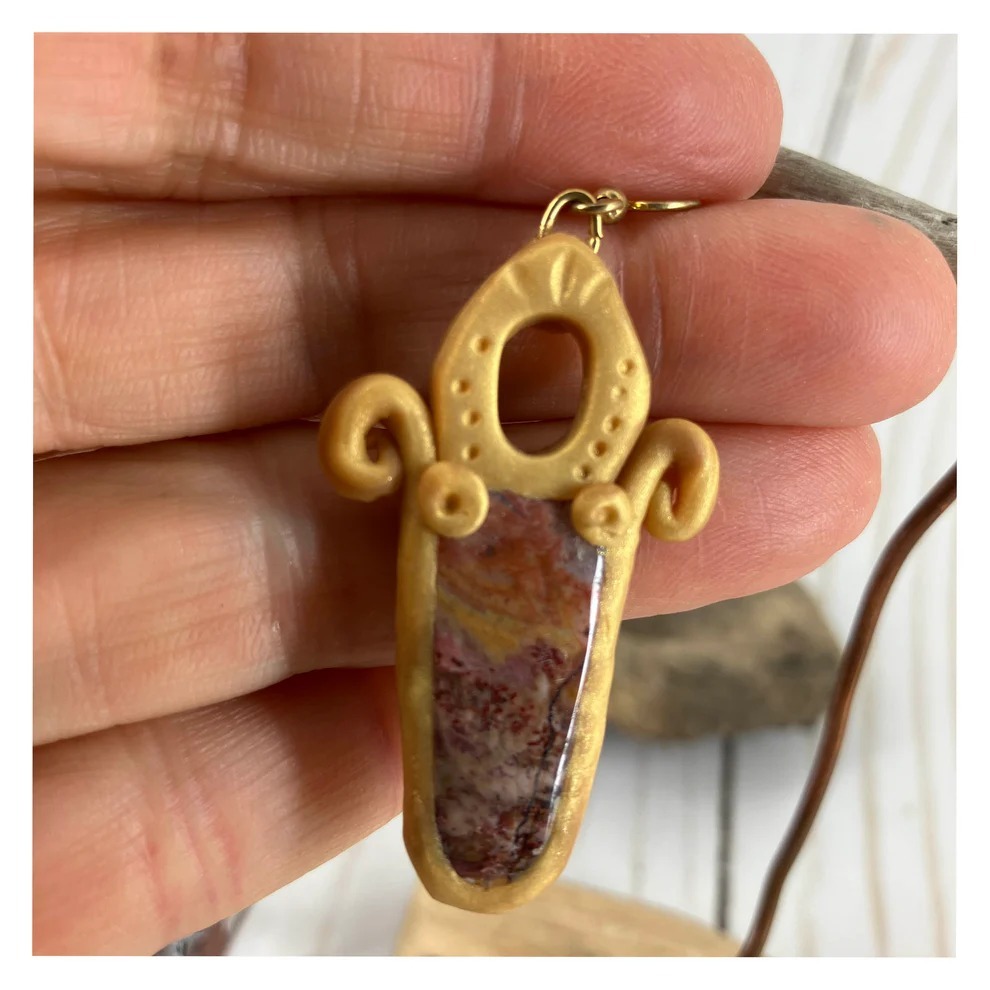 Golden Picture Jasper Earrings