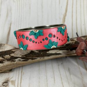 Waves of Turquoise and Coral Bangle Bracelet
