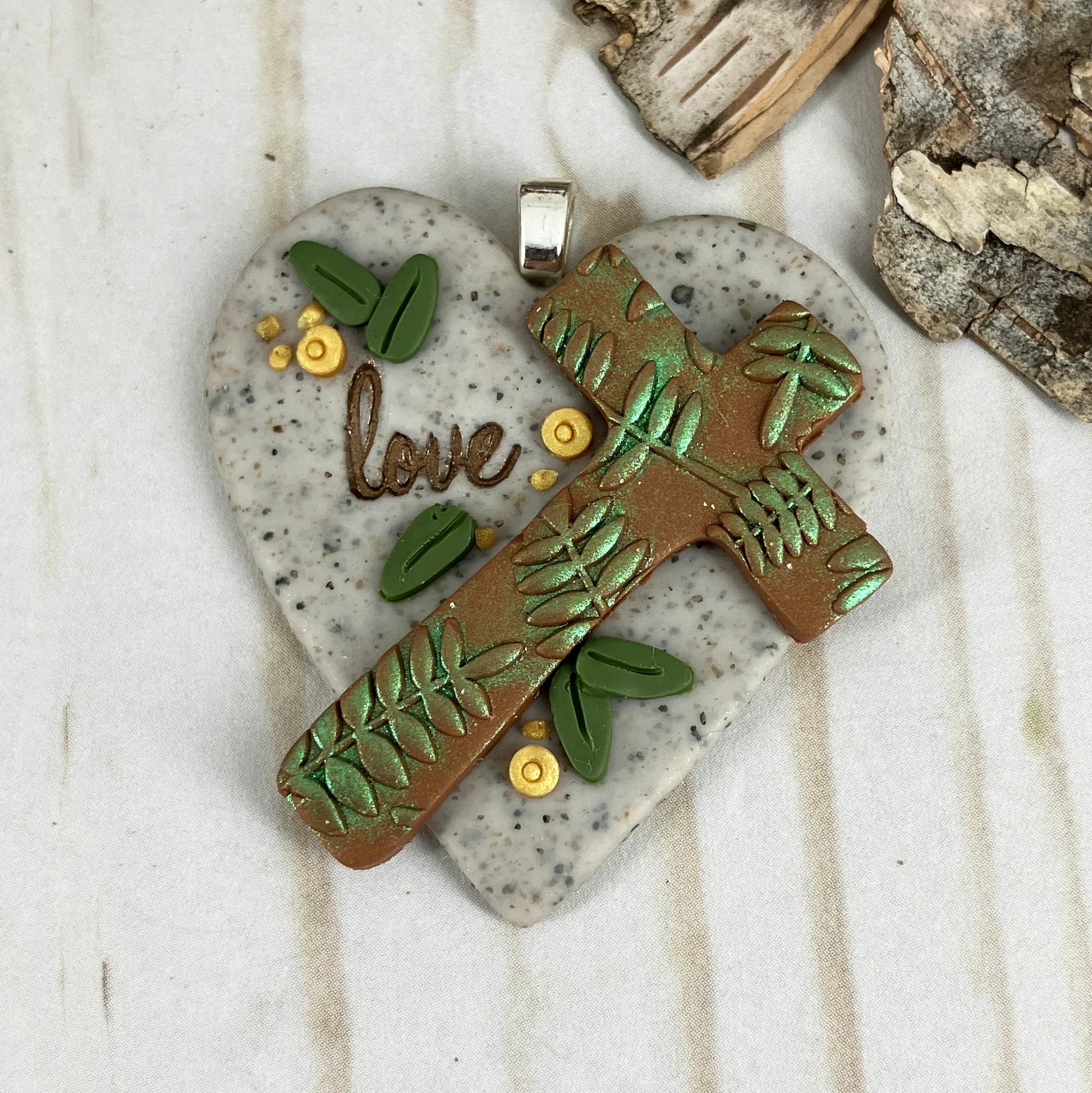 Heart of Faith Wooden Cross Pendant