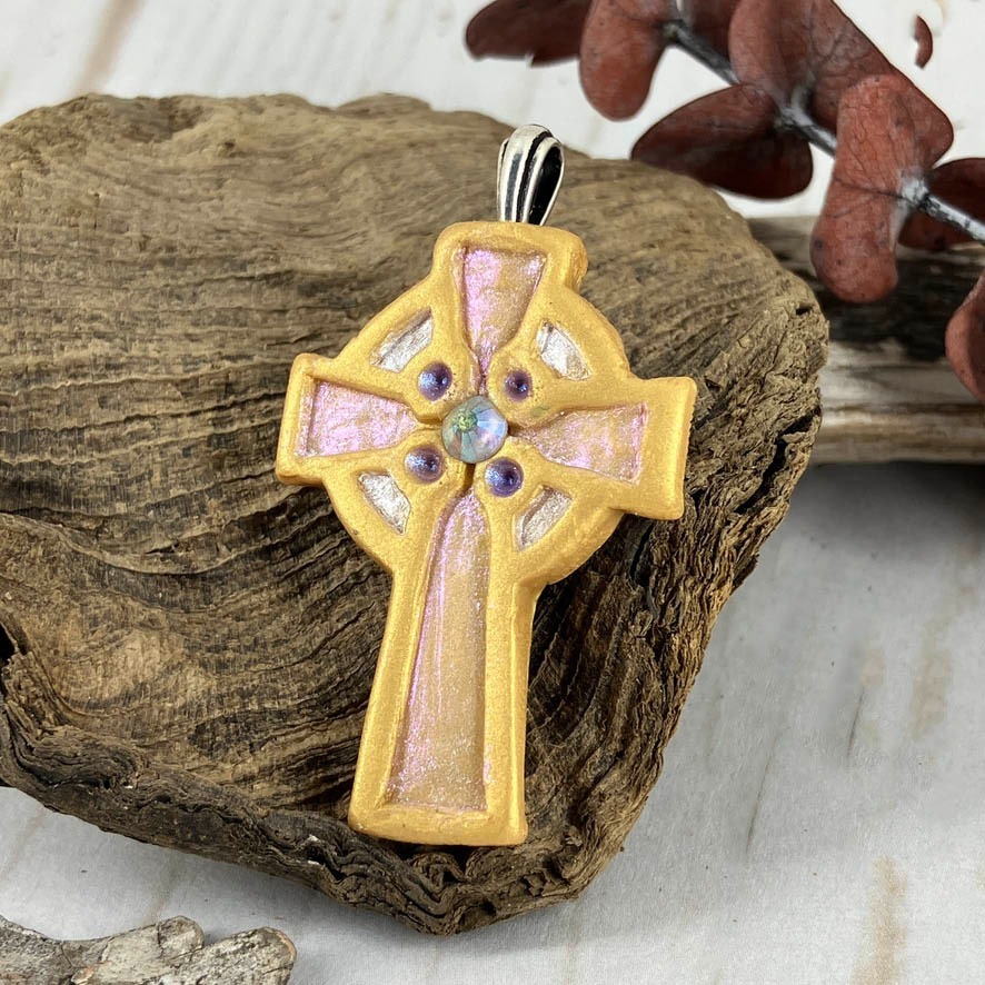 Abide in Me Medium Celtic Cross Pendant