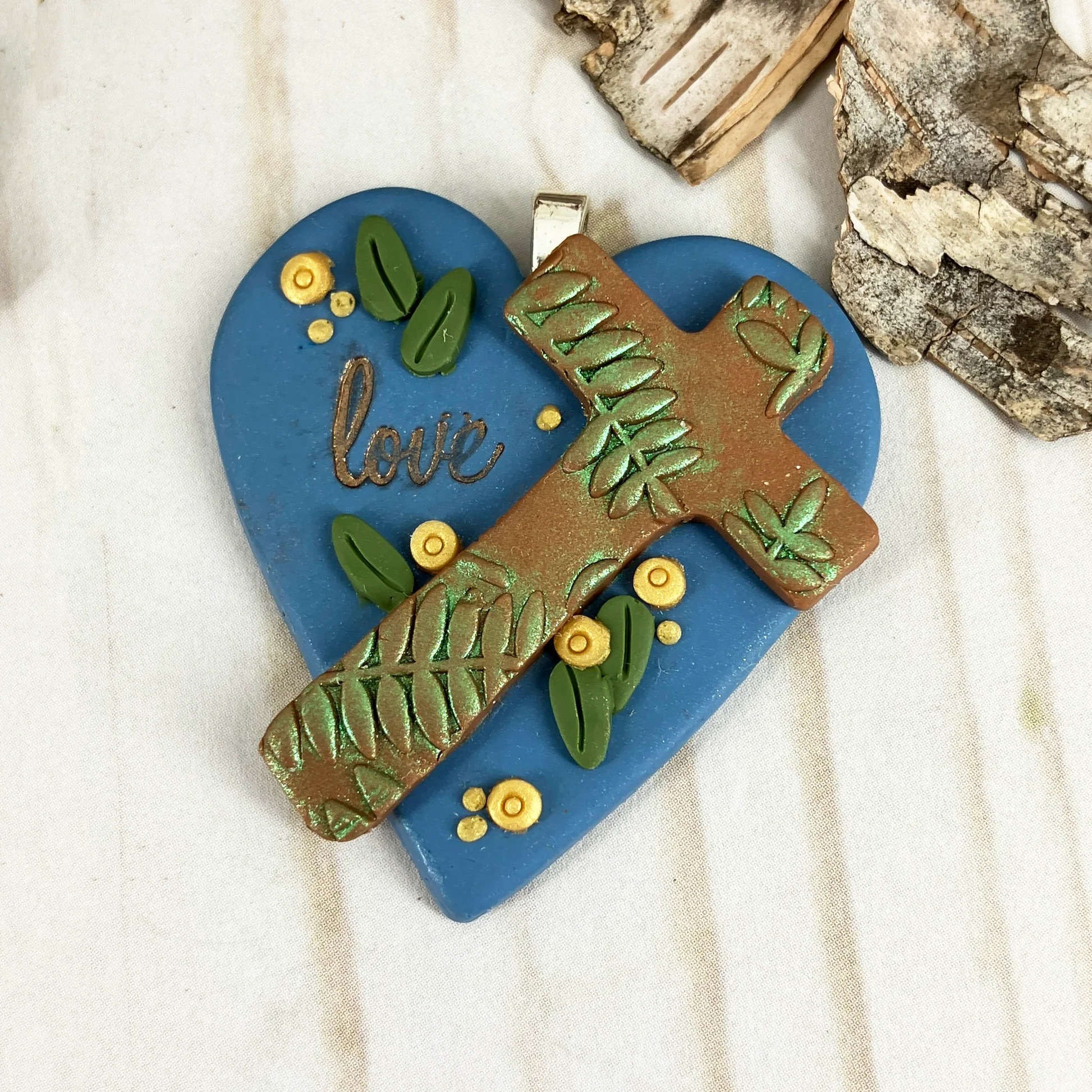 Heart of Faith Wooden Cross Pendant