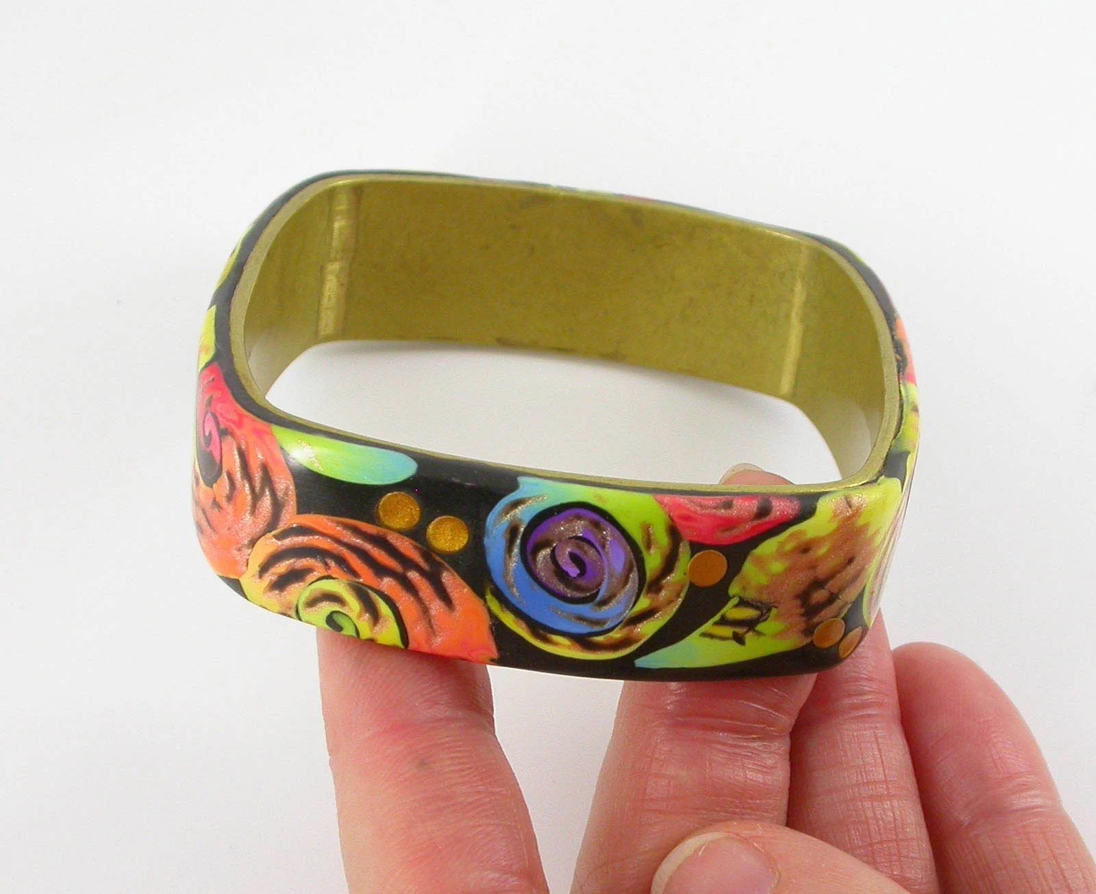 Symphony of Colorful Swirls Bangle Bracelet