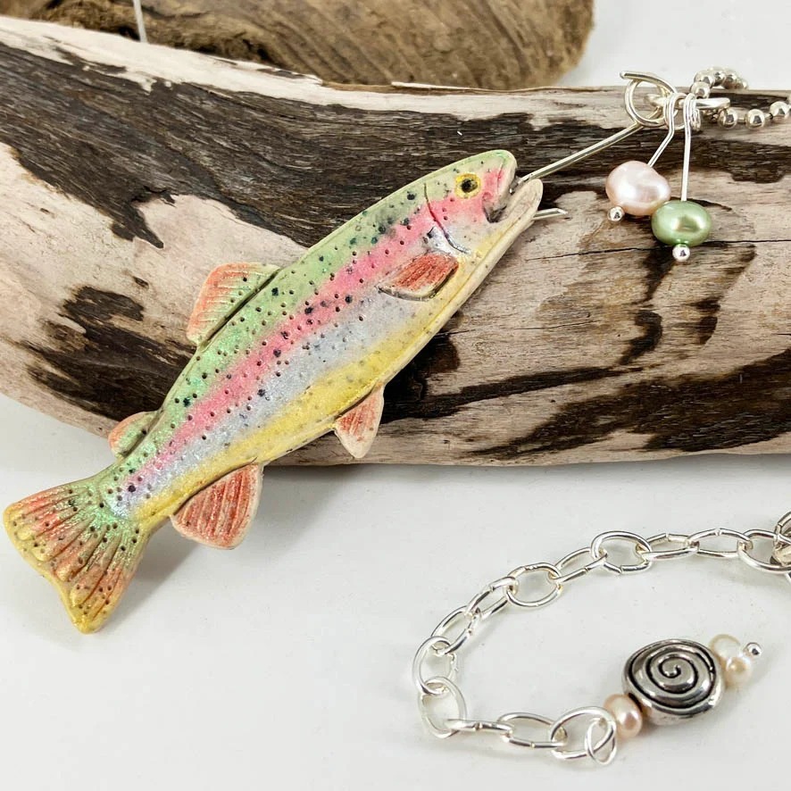 Gone Fishing! Rainbow Trout Necklace