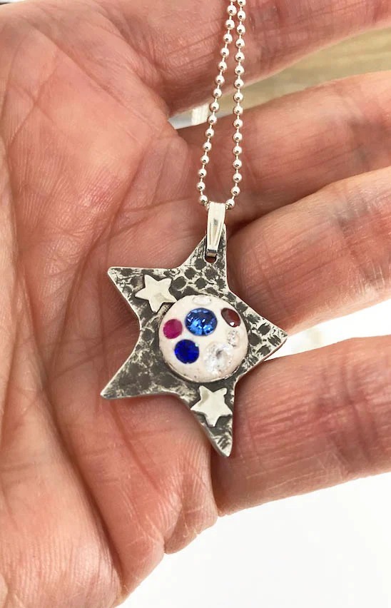 Star Spangled Fine Silver Necklace