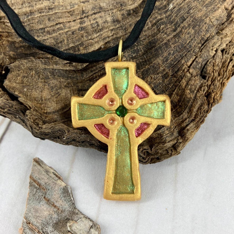 Abide in Me Small Celtic Cross Pendant