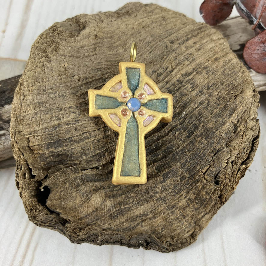 Abide in Me Small Celtic Cross Pendant