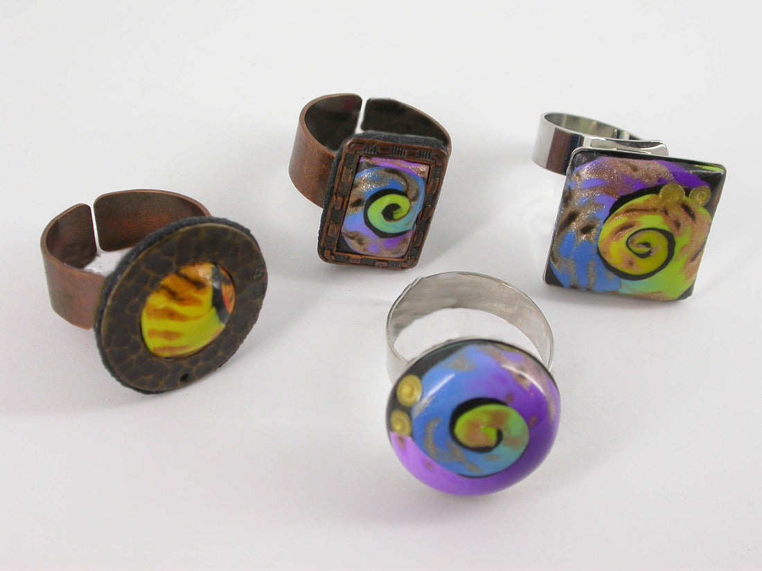 Nautilus Color Swirls Adjustable Rings