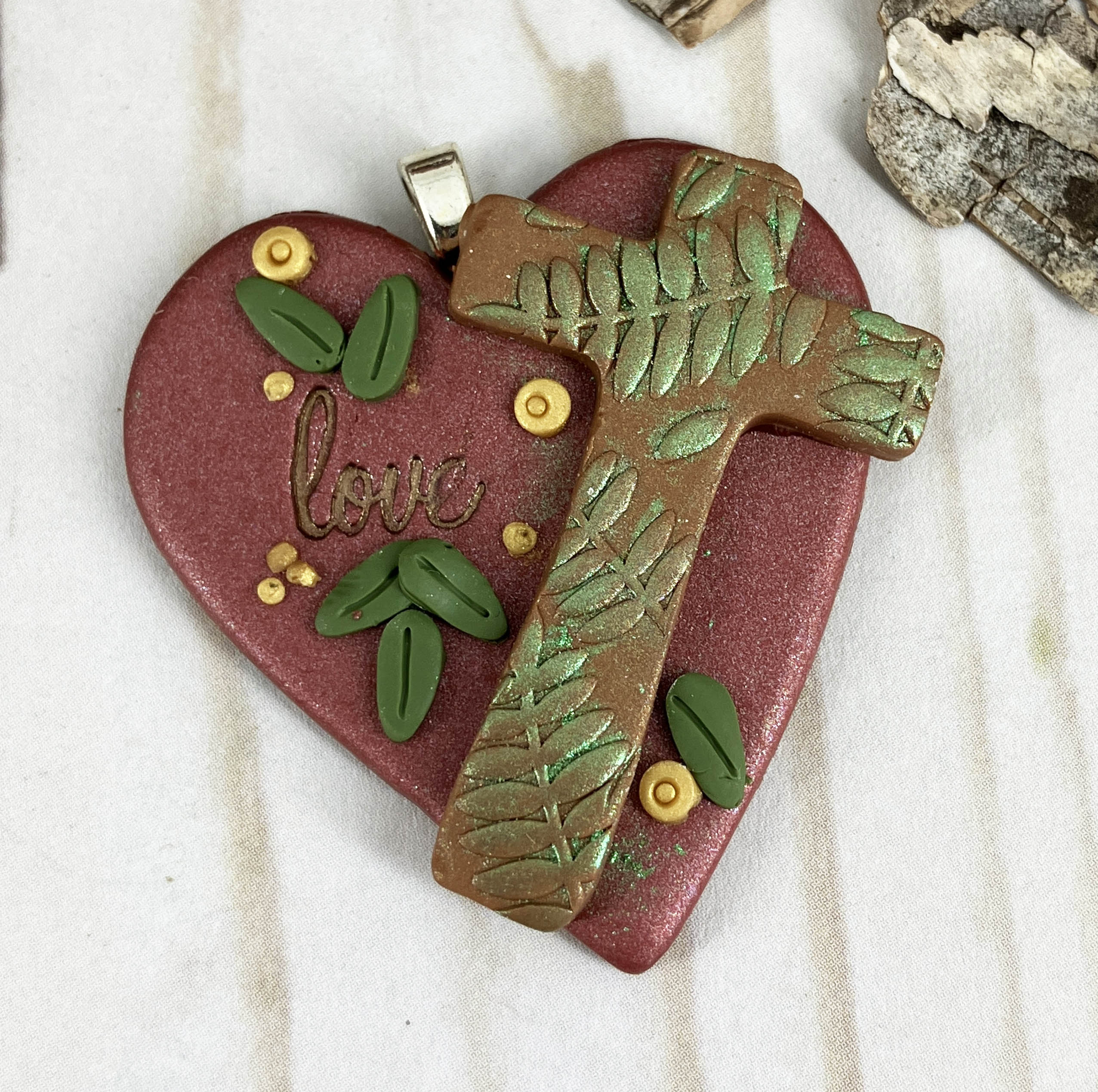 Heart of Faith Wooden Cross Pendant