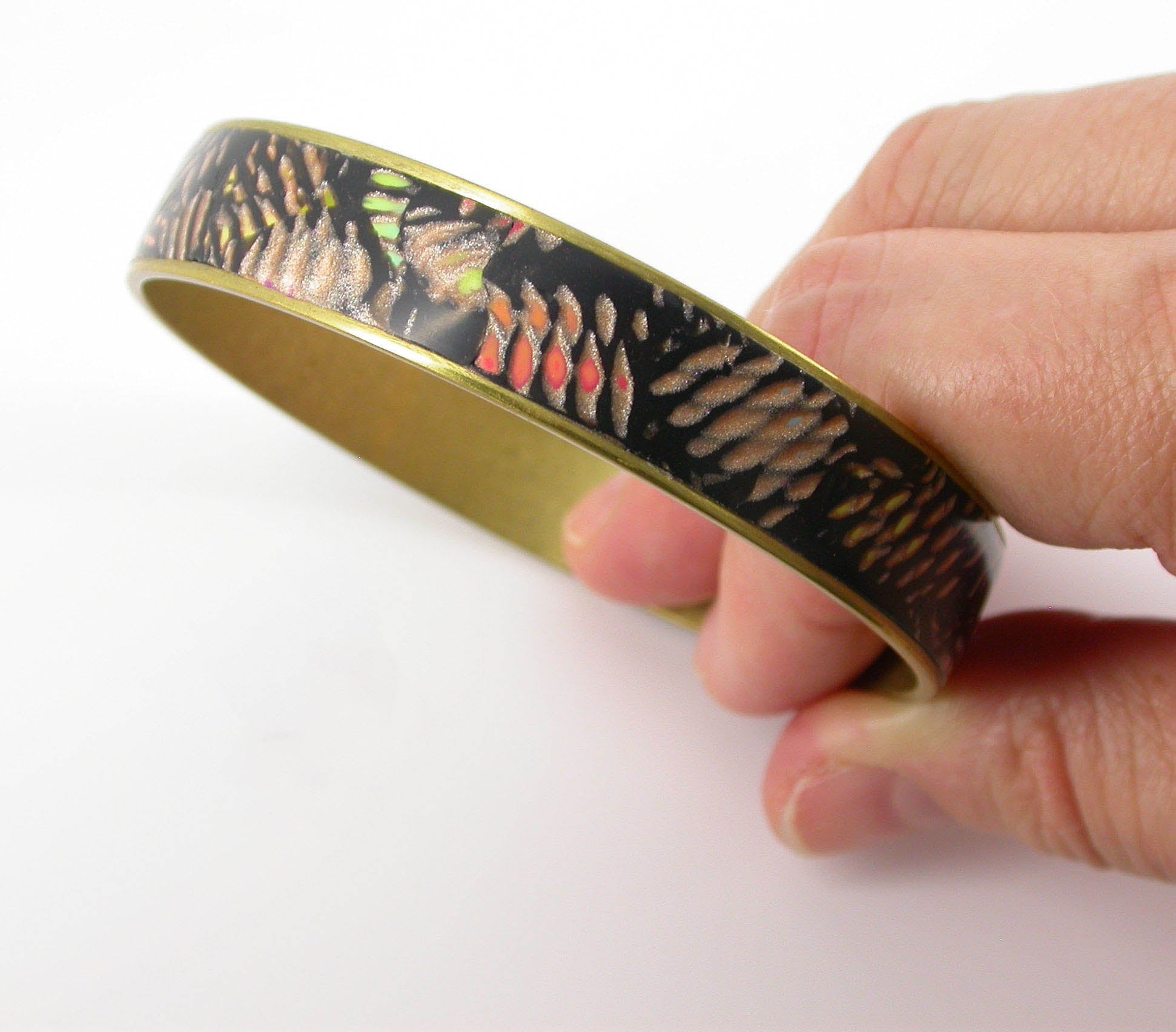 Symphony Black Snakeskin Style Bangle Bracelet