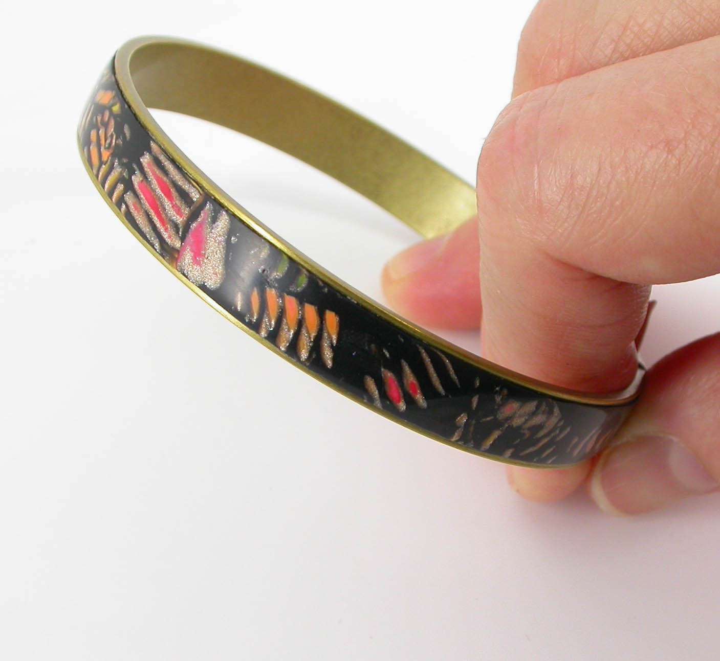Symphony Black Snakeskin Style Bangle Bracelet