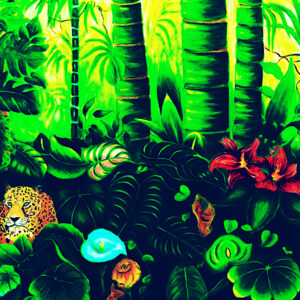 LEOPARD IN THE JUNGLE (36X24”, OIL)