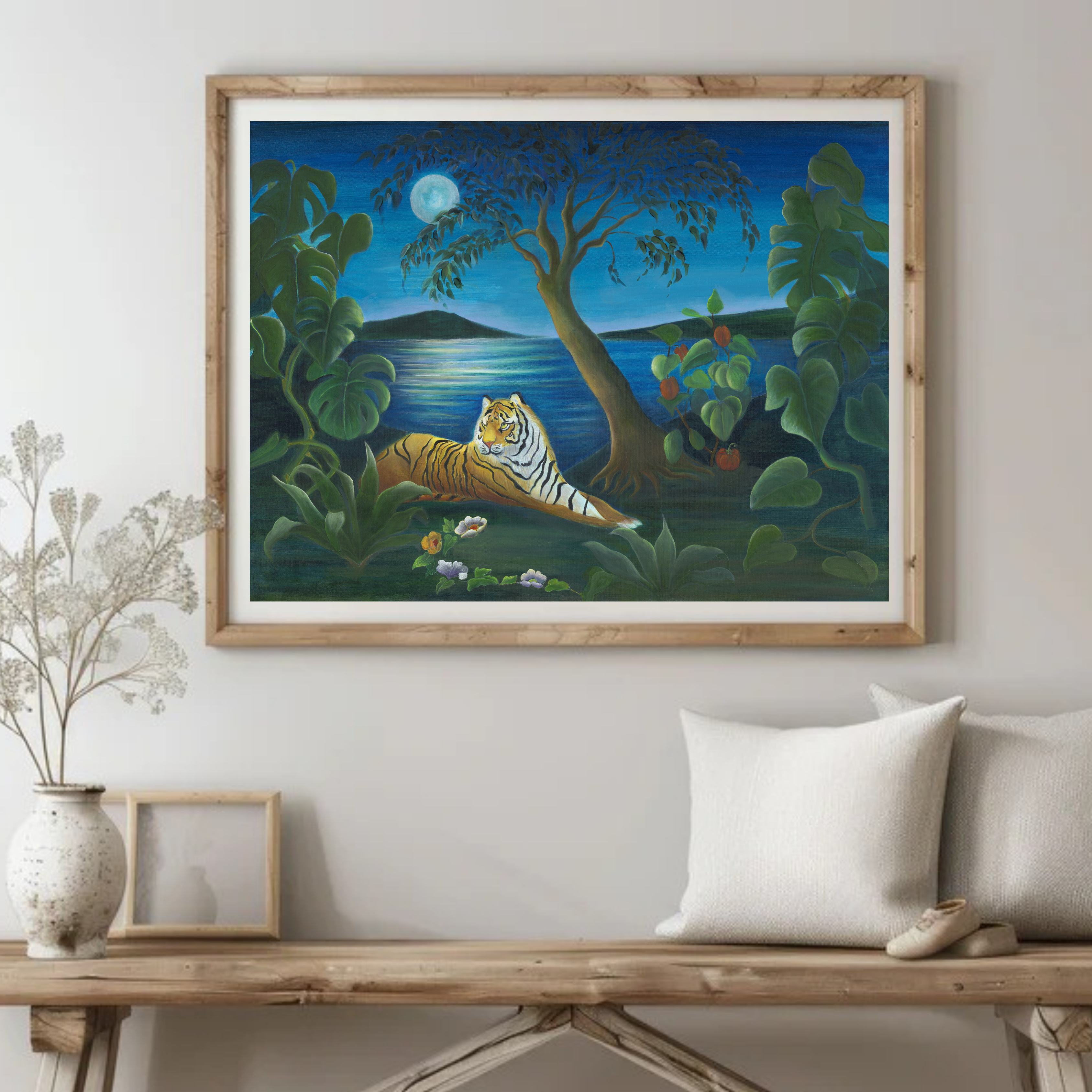 TIGER IN THE FULL MOON (Multiple sizes available)