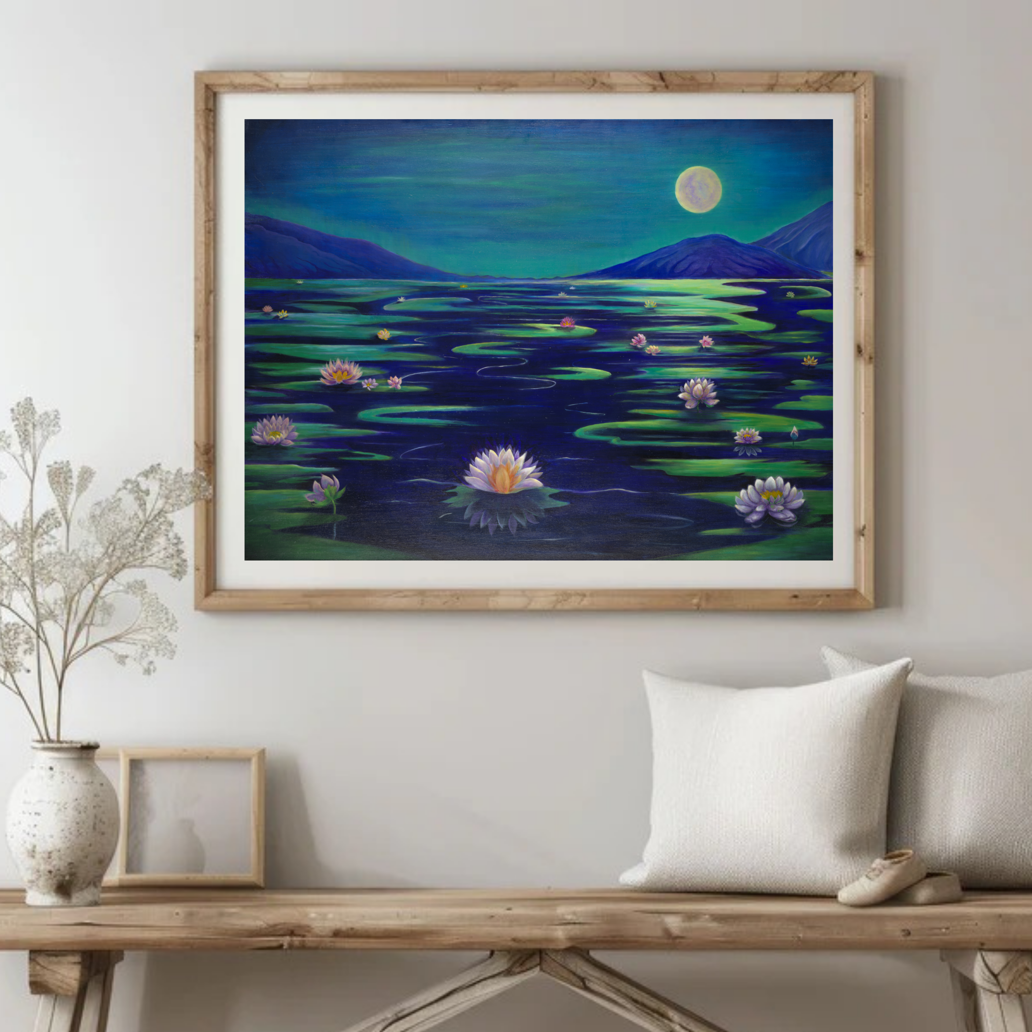 LOTUSES IN THE FULL MOON (Multiple sizes available)